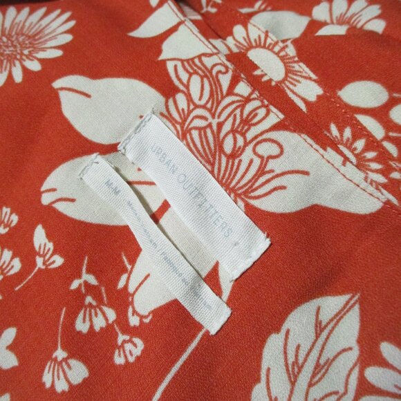 Urban Outfitters Dress Medium Orange Daphne Wrap Midi Floral V-Neck Boho Fall - Picture 3 of 10